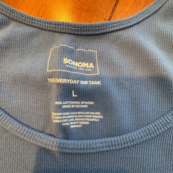 Sonoma Tank Tops Womens Size L Sleeveless Top Striped and Solid Blue 2 Tops EUC - Picture 5 of 5
